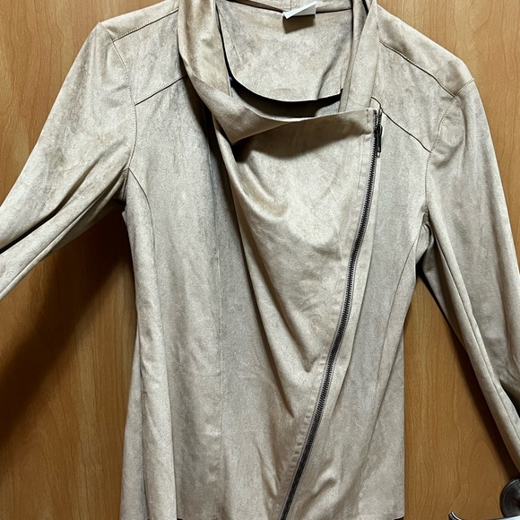 3/$25 - Mote Women's Lightweight Faux Suede Zip-up Drape Jacket - Small - Picture 5 of 5